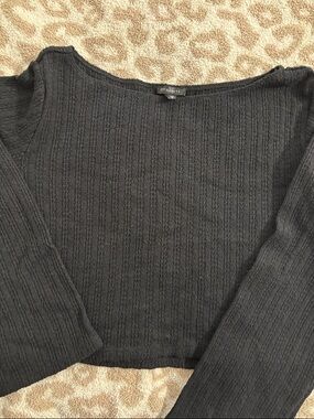 Dynamite Black Cropped Knit Sweater